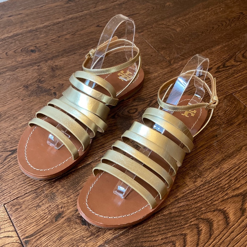 Tory Burch Gold Strappy Flats